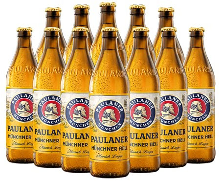 Paulaner Munchner Hell Premium German Lager 500ml Bottles (12 Pack) - 4.9% ABV - Beer Gifts for Men Women Dad, Beers and Lagers Offers Deals Beer Gift Set Perfect for Birthdays Christmas Anniversary
