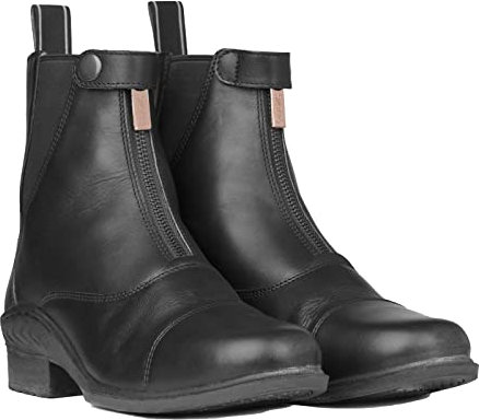 HORZE Bottines Jodphur en Cuir Rose avec Fermeture éclair sur Le Devant, Noir, 40