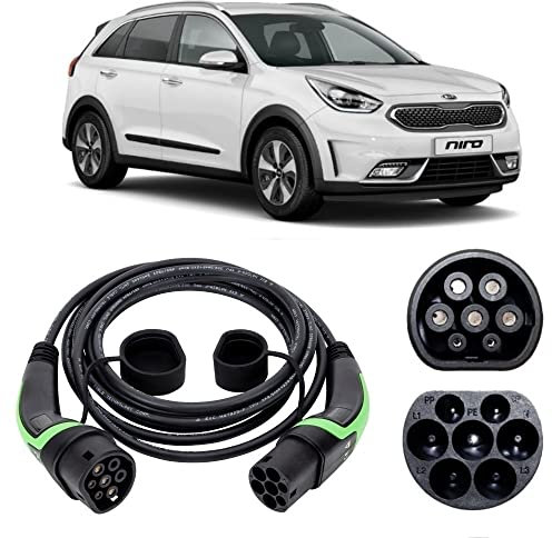 EV Power 5M - Kia Niro Charging Cable - Type 2 to Type 2 Charging Cable – 32amp 3 Phase (22kw) for Kia Niro - Type 2 Plug for EV Charging Station – Single Phase