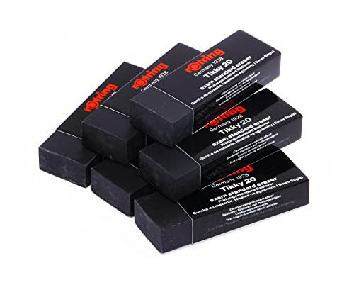 rOtring Tikky Exam Standard Premium Large Pencil Erasers - Clean Dust Free Erasing - Pack of 6 Rubbers