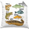 Trendation Angler Fischer Kissen mit Füllung 40x40 mit Fischarten Geschenk Raubfische Hobbyangler Hecht Forelle Barsch Angeln (Grau)