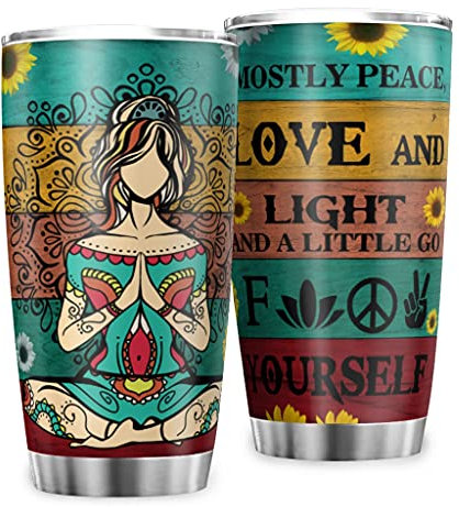 Zbbfwu Frieden Liebe Kaffeebecher to go Thermobecher Edelstahl Auslaufsicher Kaffeetasse Reisebecher Peace Love 600ml