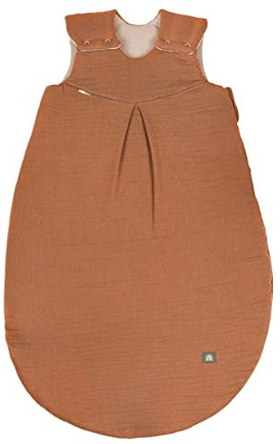Odenwälder Musselin-Schlafsack Schlafsack Baby-Schlafsack Kinderschlafsack wattiert (Rust, 80 cm)
