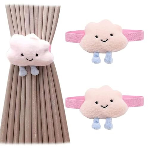 BEAUTYBIGBANG Wolken Stern Vorhanghalter 2 Stück von 1 Packung Sterne Seestern Halter mit Schnalle Vorhang Raffhalter für Weiße Wolke Kinderzimmer als Schöne Dekoration (Rosa)