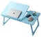 Laptop Desk, Laptop Bed Table with Foldable Legs & Cup Slot, Reading Holder Notebook Stand Breakfast Bed Tray Book Holder for Sofa, Bed, Terrace, Balcony (Blue)