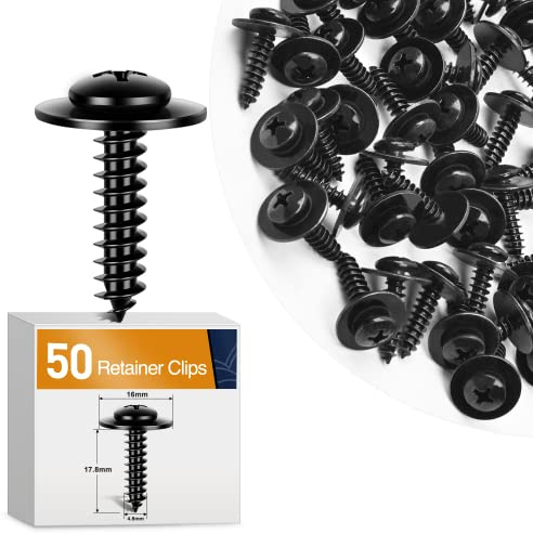 GOOACC 50pcs Splash Shield General Purpose Phillips Truss Head Sems Screw for Honda Acura BMW Fender Liner Bumper Cover Screws 90114-SE0-000 90114-SZ3-000 M4.8-1.61x19mm