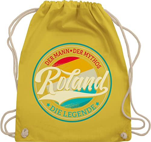 Shirtracer Turnbeutel Rucksack - Schlager Party Outfit - Roland der Mann der Mythos die Legende - Unisize - Gelb - sport beuteltasche schlagerfans baumwolle schlagerparty stoff baumwoll schlagernacht