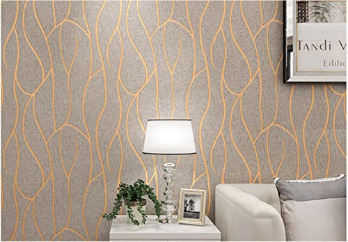 Curry Vliestapete 9,5 m x 0,53 m Geometrie Tapete Modernes Design Streifen Tapete für Flur Wohnzimmer Schlafzimmer Büro