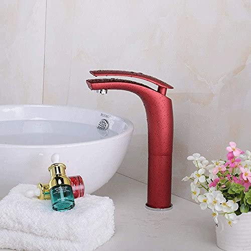 Wasserhähne,The Basin Tap Black Cold Heat Mixed Water Water-Hahn Badezimmer Erhöhung über Theke Waschtischmischer/Rot/24Cm Present