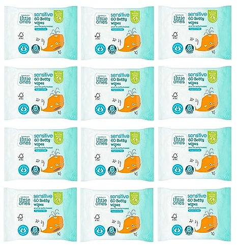 12x Little Ones Botty Potty Training Frangrance Free Wipes 60 Pack
