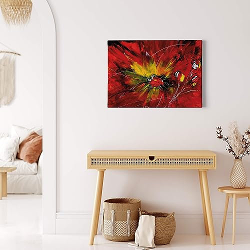 A.S. Création Leinwandbild Kunstwerk abstrakt - Kunstdruck rot - 70x50 cm Querformat - moderne Wanddekoration Schlafzimmer Wohnzimmer Küche - Bild auf Keilrahmen