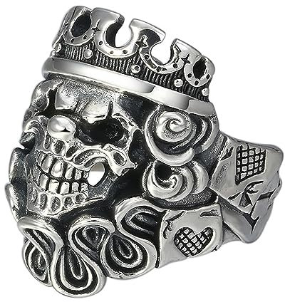 Gothic joker krone ring 925 sterling silber clown totenkopf ring gravur ace badass schmuck für herren offen verstellbar