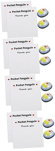 HOMSFOU 4 Sätze Grußkarte Desktop-Ornament Pinguin-gruß Pinguin Geburtstag Pinguin-dekor Aus Glas Baby-Pinguin-Figur Geburtstagsgruss Pinguin-schmuck Glaspinguin Papier Kunstwerk Künstlich