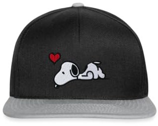 Spreadshirt Peanuts Snoopy Liebe Herz Love Stick Geschenkidee Snapback Cap, One Size, Schwarz/Grau