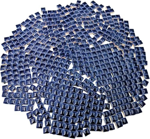 500 g di tessere quadrate in ceramica per mosaico, 500 pezzi, 1 x 1 cm, realizzate a mano, creative, per gli amanti dei progetti di mosaico fai da te e decorazioni per la casa (blu navy)