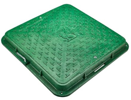Schachtdeckel aus Kunststoff mit Rahmen und Verriegelung Ø 710 x 710 mm A15 - Kanaldeckel Gullydeckel Zisternendeckel, Farbe:grün