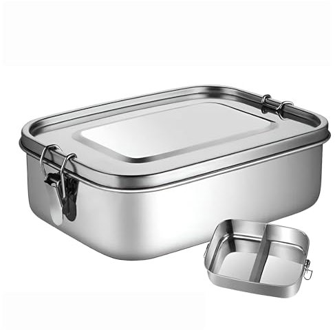 Primal Internet GmbH Premium Lunchbox aus Edelstahl für Erwachsene & Kinder | Brotdose groß mit Fächern | Essensbox, Essensbehälter auslaufsicher to go (1 Fach)