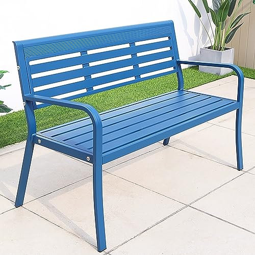 Cxlly Gartenbank, Außenbank, Terrassenbank für draußen, Gartenbank Wetterfest Metall, Veranda, Räumarbeiten, Eingangsbereich, Aluminiumrahmen, Möbel für den Hof (Color : Blue)