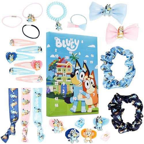 Bluey Adventskalender 2025 Mädchen Weihnachts Countdown Kalender mit 24 Überraschungen Haarschmuck Kinder Geschenk Idee