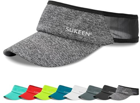 Sukeen Sun Visor Hat Women, Wide Brim Sun Protection Ladies Visor Cap, Cool Running Visor with Breathable Sweatband, Sports Outdoor Golf Hat Women Men for Cycling Tennis