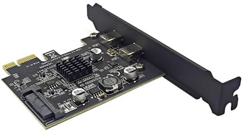 Carte d'extension PCIe 1 x 3.0 vers USB 3.2 Gen2 10 Gbps avec double carte PCIE de type C pour ordinateur de bureau et montage vidéo