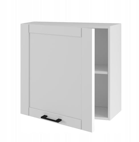 Laclar Hängeschrank mit Tür - 60 cm - praktischer Küchenschrank mit robustem MDF-Front - einfach zu montieren - flexibel - ideal für Aufbewahrung von Küchenutensilien (Rahmen Weiß Matt)