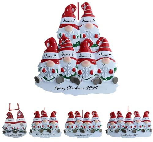 GMDLSK Personalised Christmas Tree Hanging Pendant Ornament 2024 Customized Christmas Decoration Pendant with Names Family of 2,3,4,5,6,7,8 Creative Xmas Gift for Home