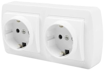 Elektrische Mechanismen Serie Wandoberfläche MUR66U Doppelbasis Schuko 2P + T Weiß Serie Wand