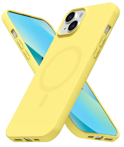 LoeoeL for iPhone 14/ iPhone 13 Case Silicone Mag Safe, Compatible with Magsafe Ultra Slim Thin Magnetic Phone Case for Women Girls, Soft Rubber Gel Matte TPU Solid Color Minimalist Cover, Yellow