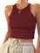 PLOKNRD Damen Ärmellos Racerback Rundhals Tank Top Wein Rot S