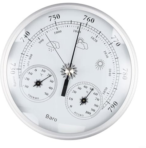 Zeroupshop 3 in 1 Barometer, 130mm Wetterstation Analog, Barometer mit eingebautem Hygrometer Thermometer, meteorologisches Instrument für Home Weather Monitoring