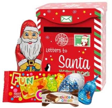 Windel | Briefkasten aus Metall, Weihnachtsdekoration, Pralinen, Milch und Gummibonbons | Geschenkdose mit Pralinen, Milch und Süßigkeiten - 132 Gr
