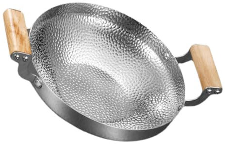 CATIEBYE -wokpfanne Mit Doppelgriff Kochtopf Aus Hochwertigem Und Holz Bratpfanne Für Herd Mit Verdicktem Boden Für Gleichmäßige Wärmeverteilung