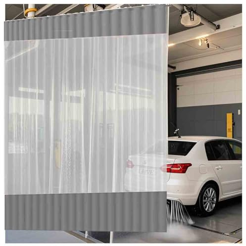 zklaseot Industrial Wash Bay Curtains, Transparent PVC Tarpaulin, Garage Divider Curtains Door Curtain, For Car Wash, Industrial Wash Bay Curtains(3x4m)