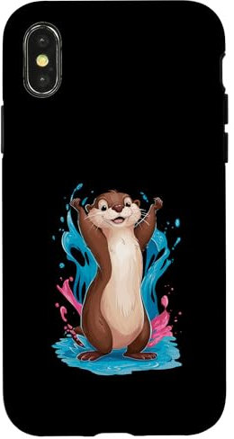Hülle für iPhone X/XS Niedlicher Otter für Erwachsene und Kinder im Wasser