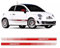 Kit Adesivi Laterali per Fiat 500 Abarth 595 Grafiche Strisce Fiancate Fasce Sotto Porta Decorazione Auto Tuning Nere Bianche Rosse Argento Oro (Rosso)
