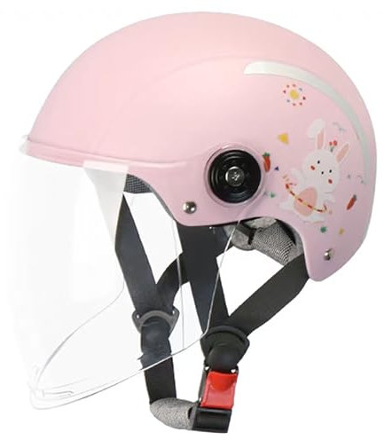 Bonito Casco De Motocicleta para Niños, Casco De Motocicleta Liviano con Visera, Casco De Motocicleta Abierto con Certificación Dot/ECE, Adecuado para Niños De 3 A 14 Años F,47-55cm