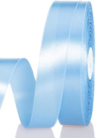 Satinband Hellblau 15 mm Breit Schleifenband, 91 m Geschenkband Stoffband Satin Dekoband Seidenband zum Basteln, Geschenkverpackung, Kunsthandwerk, Geburtstag Hochzeit Taufe Weihnachten Dekoration