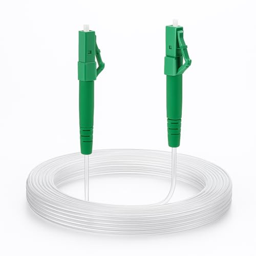 CONBIC® 10m Glasfaserkabel LC/APC 8° zu LC/APC 8° Transparent/Unsichtbar, LWL Simplex, OS2 Patchkabel, 9/125μm, FTTH Lichtwellenleiter, G.657.A2, ultradünn & flexibel – inkl. Verlängerungsadapter