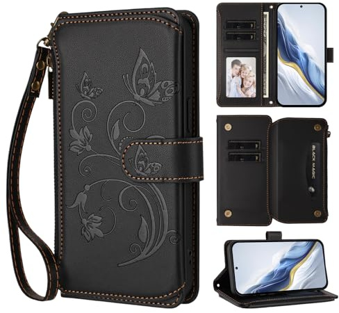 CWEIYUSHU Cover Compatible with ASUS ZenFone 11 Ultra 5G,Compatible with ASUS ZenFone 11 Ultra 5G Funda para móvil Estampado y Doble Ranura para Tarjetas Black