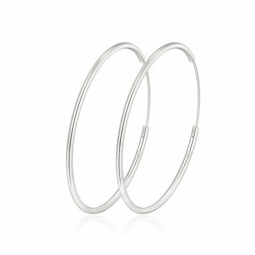 MOROTOLE Creolen Silber 925 für Damen 14 Karat Vergoldete Gold/Silber Endlos Creolenes Hypoallergene Große Ohrringe Gold Silber Creolen 30/40/50/60/70 mm