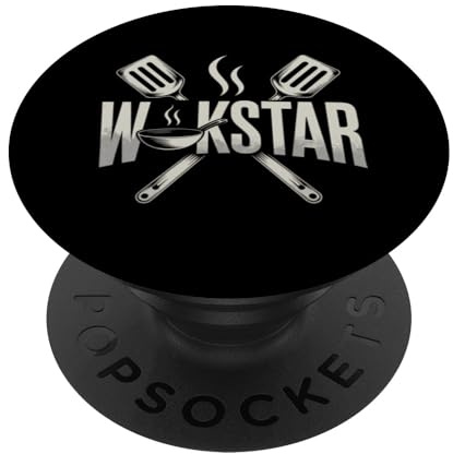 Wok and Rock Wokstar Funny Wok Cooking PopSockets PopGrip Adhésif