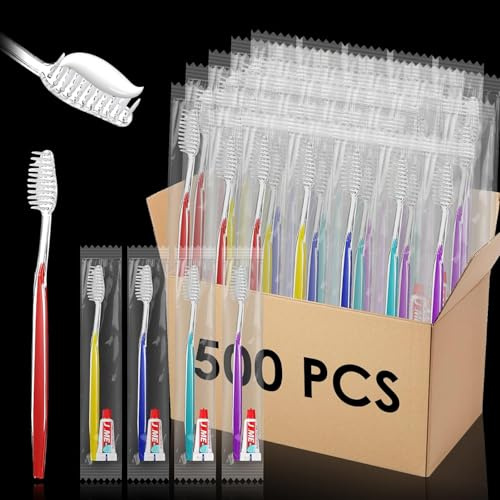 500 Zahnbürsten-Sets mit Zahnpasta, einzeln verpackt, für Obdachlosenhilfe, Reisen, Hotel, Camping & Schule