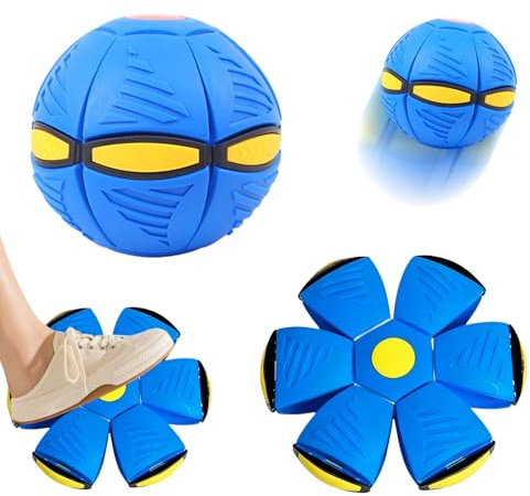 CutitiUU Magic Bouncing Ball,Magic Flying Saucer Bouncy Ball,Family and Pet Interactive Toys, Magic Flying Saucer, Magical Pop Up Metaball with 6 Light,Dual Form Freely Switchable (Blue)