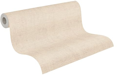 A.S. Création Uni-Vliestapete in Textiloptik – Beige, Rosa – 10,05 x 0,53 m | Einfarbig & vielseitig kombinierbar – matte Wandtapete, ansatzfrei & spurlos abziehbar – für Wohn-, Schlaf- & Arbeitszimmer