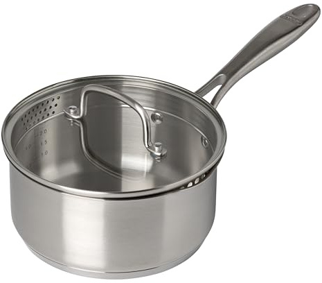 PYREX Infinity Casserole Induction Inox 18 cm | Acier Inoxydable, Sans PFAS, Couvercle fonction passoire, Tous Feux, Four, Pro