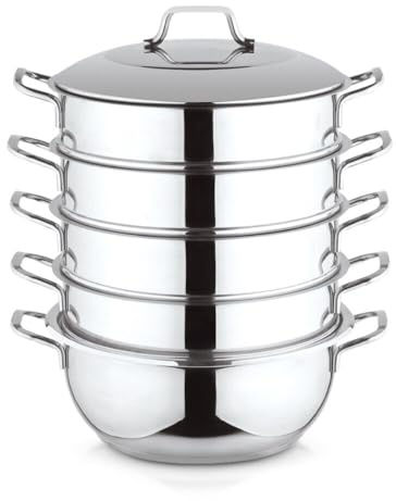 Dampfkocher,6 Tlg.(28 cm) Edelstahl,Russisch Mantowarka mit Induktionsboden
