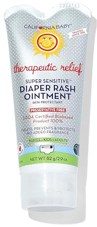 California Baby Super Sensitive Diaper Rash Cream | 100% Bio-Based | Zinc Oxide Ointment | Unscented Diaper Cream | Cloth Diapers Safe | 82 g / 2.9 oz