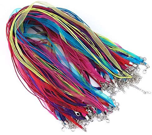 Dealglad 100pcs Candy Colorful Voile String Ribbon Organza Necklace Cords Chain