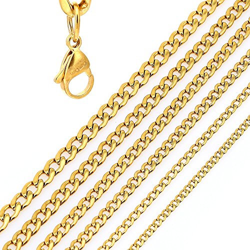 DonDon Herren Halskette Panzerkette Edelstahl goldfarben Länge 56 cm - Breite 0,7 cm